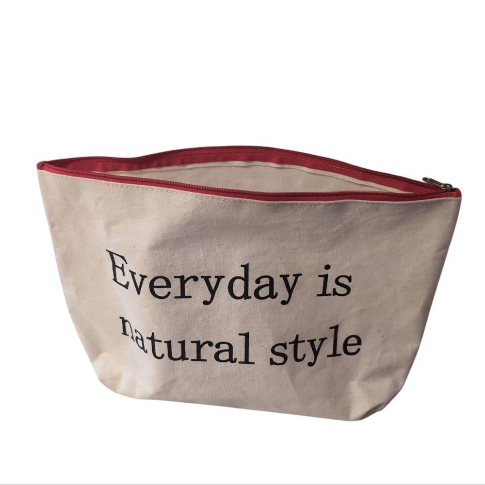Ecru Canvas Pouch Cosmetic Storage Bag